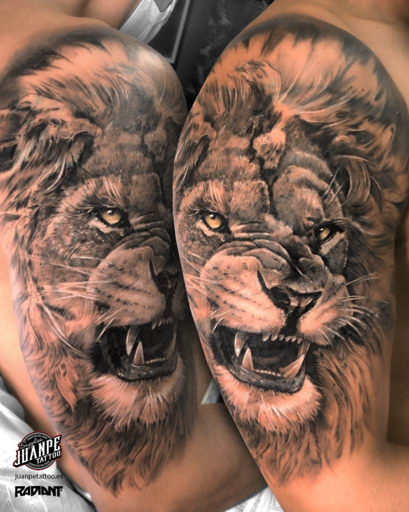 realismo leon juanpetattoo - estudio de tatuajes
